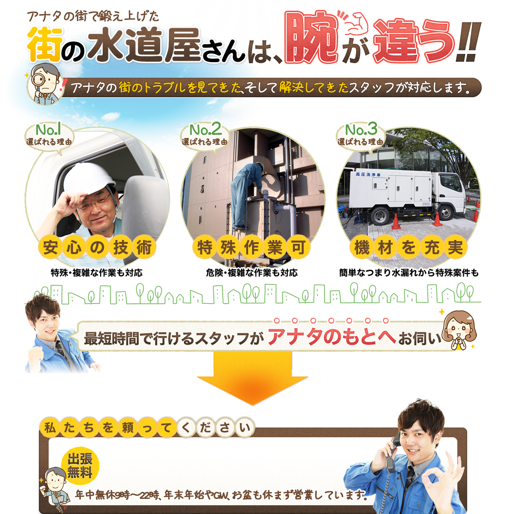 アナタの街で鍛え上げた街の水道屋さんは､腕が違う!!
